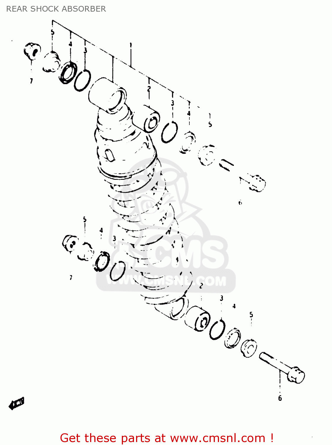 REAR SHOCK ABSORBER TS125XU 1984 (E) UNITED KINGDOM (E02)