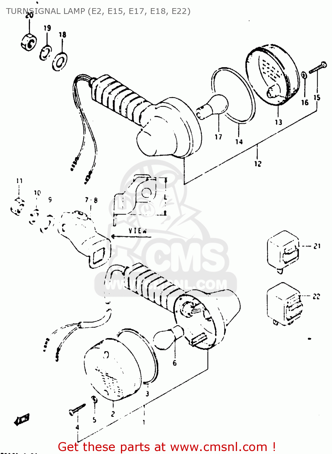 TURNSIGNAL LAMP (E2, E15, E17, E18, E22) TS125XU 1985 (F) UNITED KINGDOM (E02)