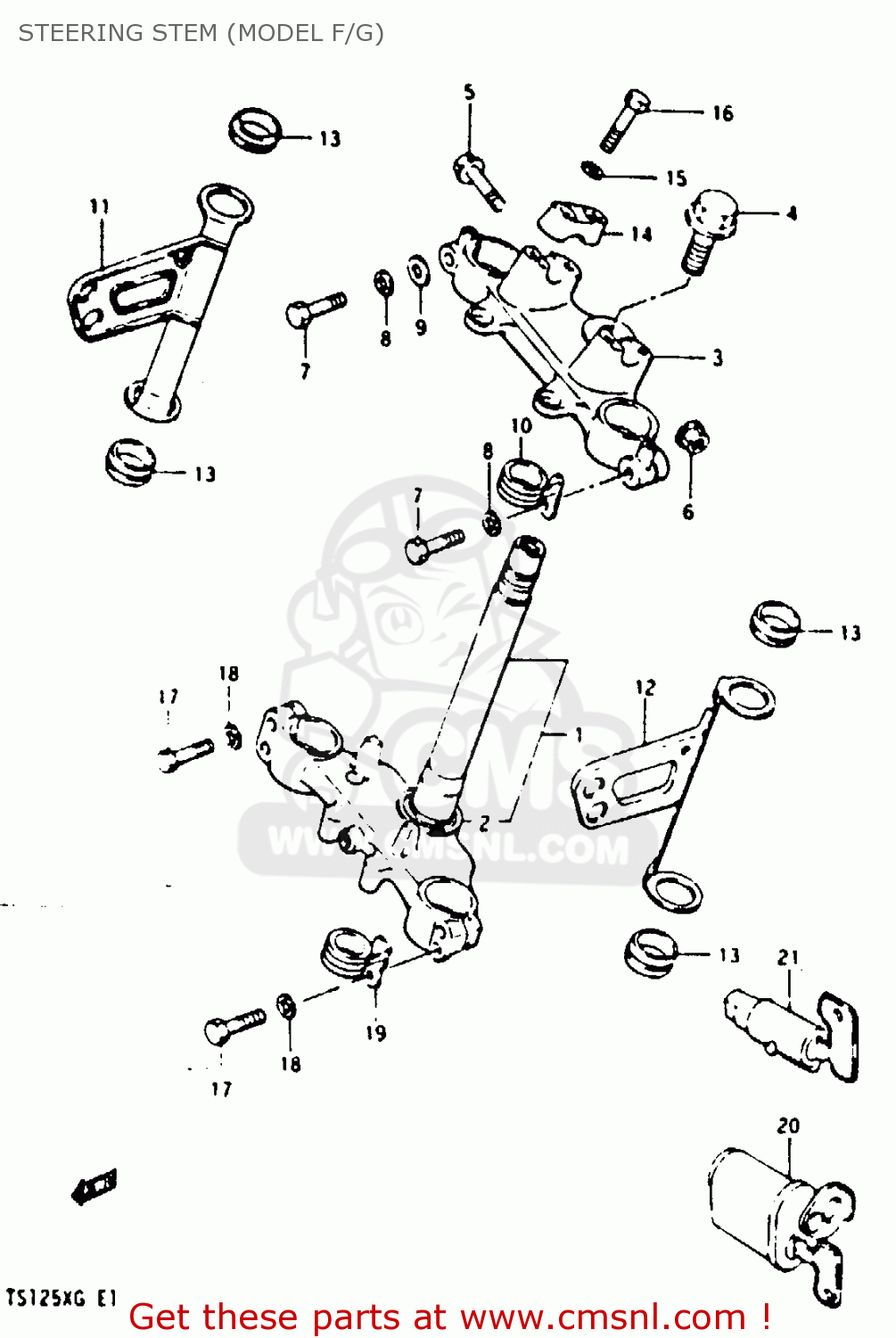 STEERING STEM (MODEL F/G) TS125XU 1985 (F) UNITED KINGDOM (E02)