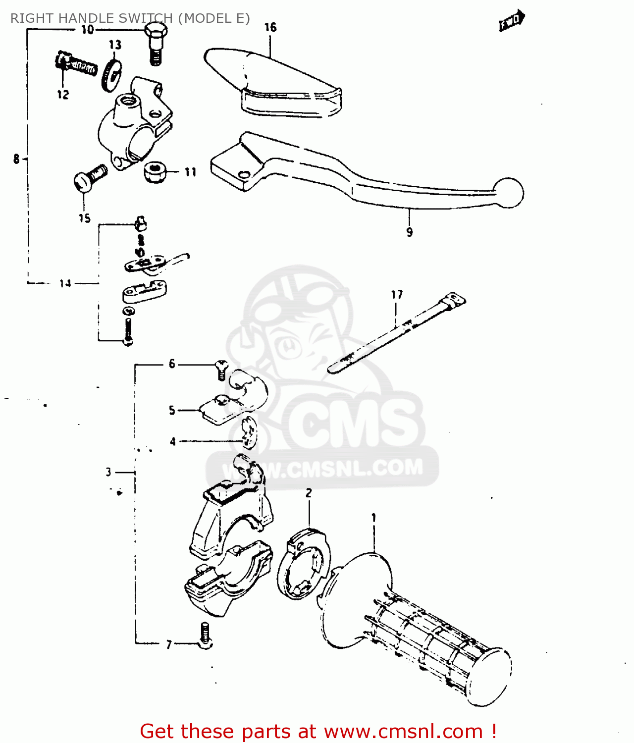 RIGHT HANDLE SWITCH (MODEL E) TS125XU 1985 (F) UNITED KINGDOM (E02)