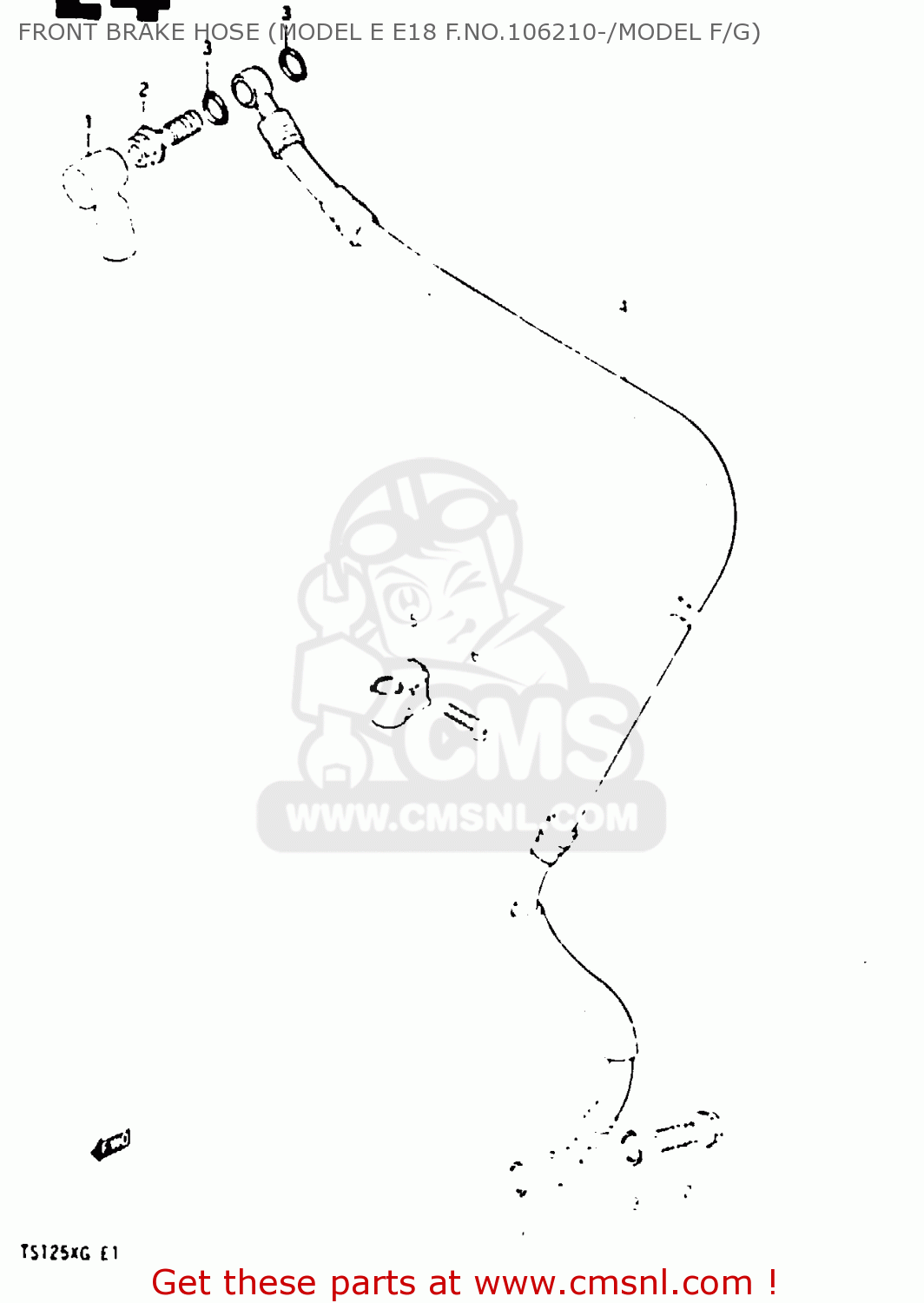 FRONT BRAKE HOSE (MODEL E E18 F.NO.106210-/MODEL F/G) TS125XU 1985 (F) UNITED KINGDOM (E02)