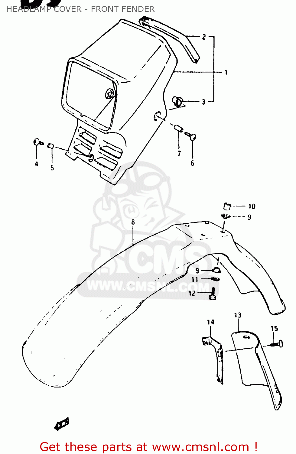 HEADLAMP COVER - FRONT FENDER TS125XU 1986 (G) UNITED KINGDOM (E02)