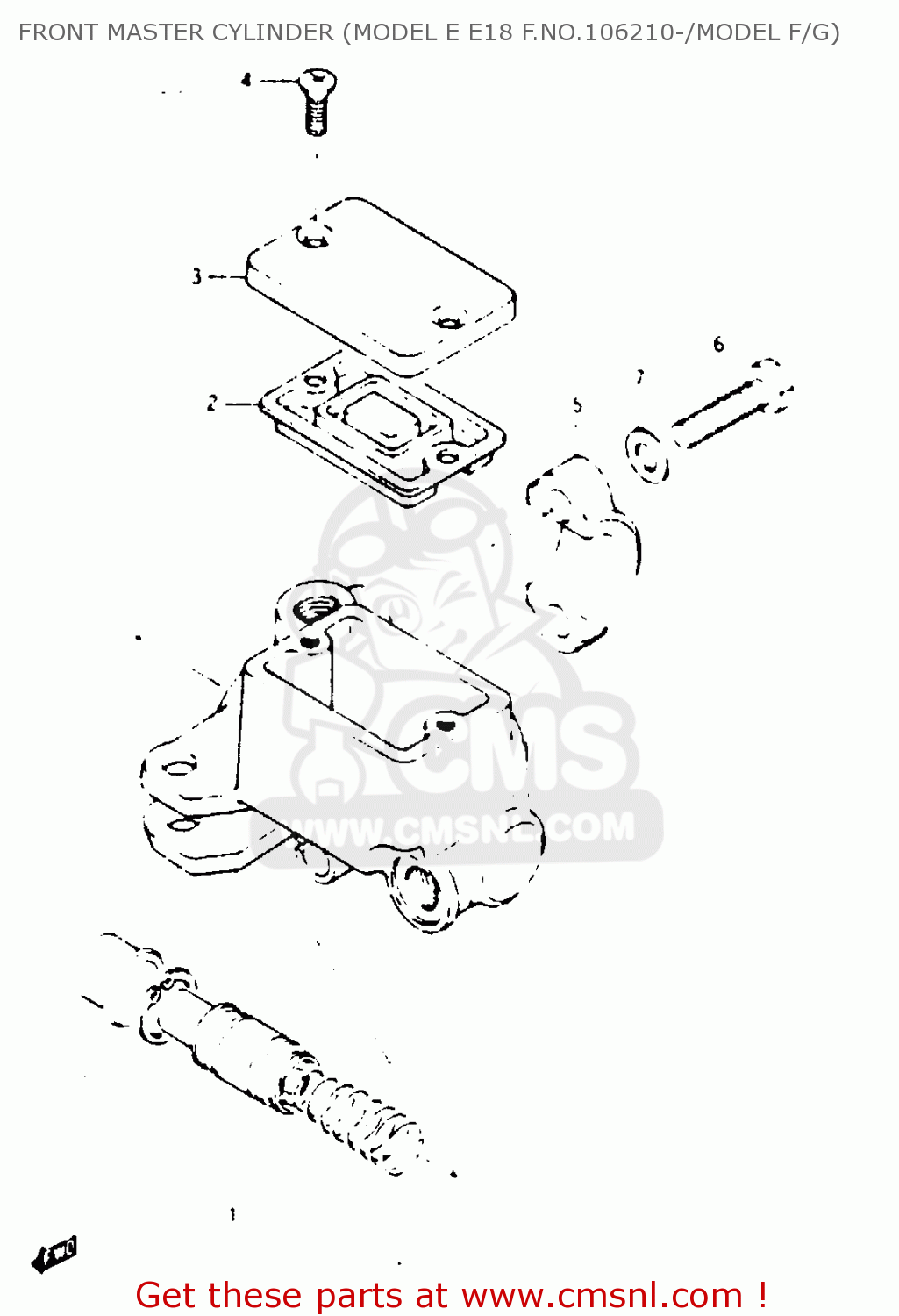 FRONT MASTER CYLINDER (MODEL E E18 F.NO.106210-/MODEL F/G) TS125XU 1986 (G) UNITED KINGDOM (E02)