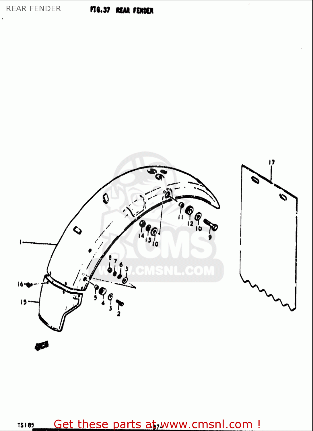 Suzuki TS185 1971 1972 (R) (J) USA (E03) REAR FENDER - buy original ...