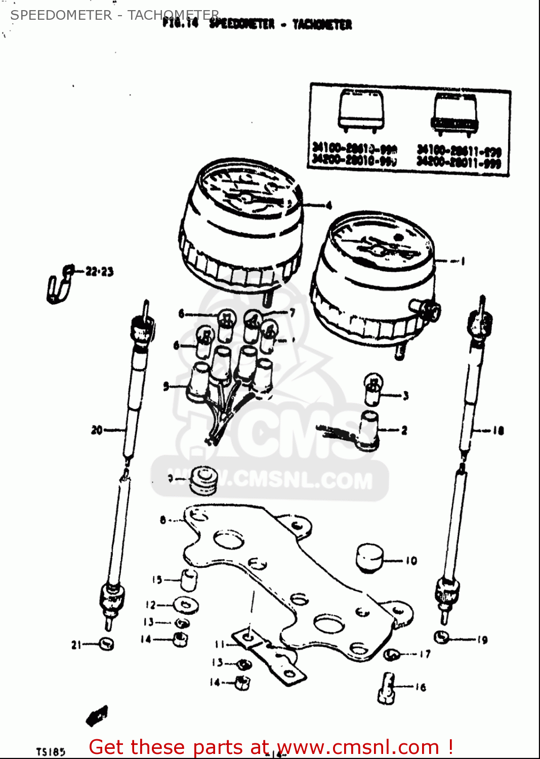 SPEEDOMETER - TACHOMETER TS185 1971 1972 (R) (J) USA (E03)