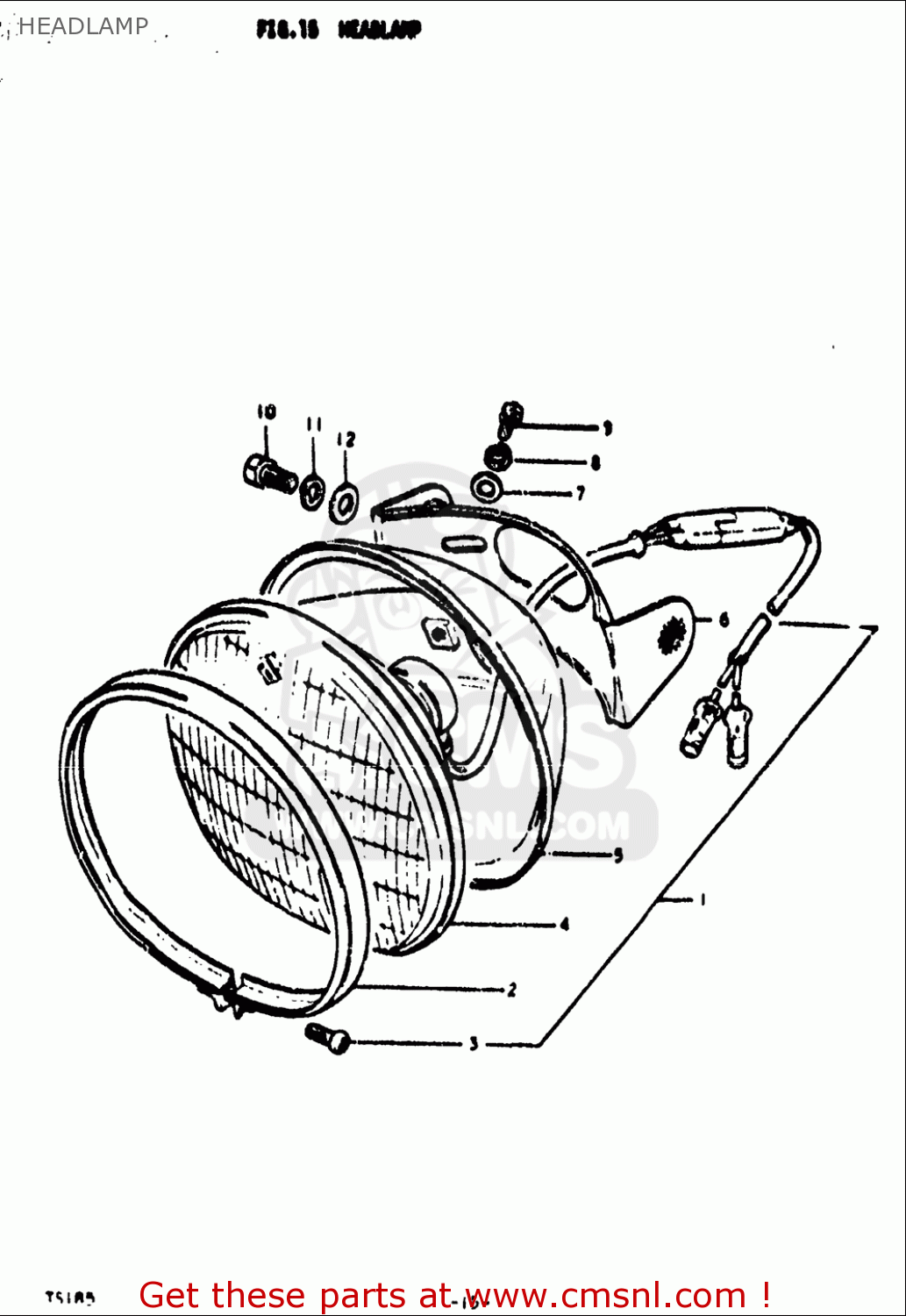HEADLAMP TS185 1971 1972 (R) (J) USA (E03)