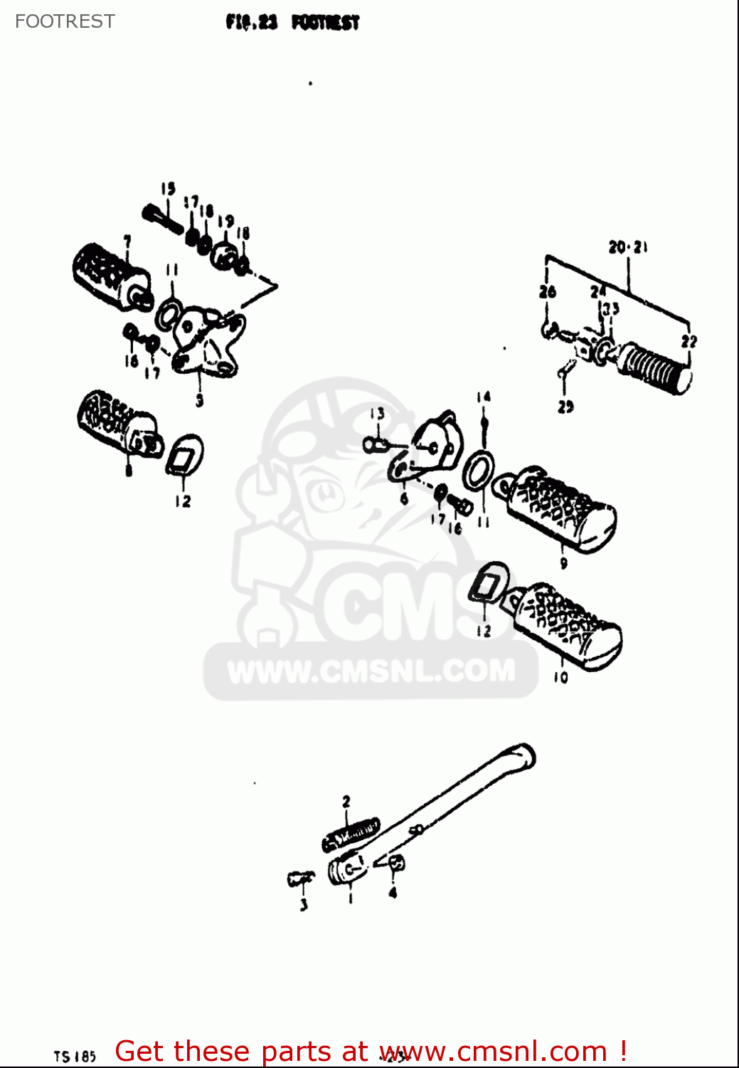 FOOTREST TS185 1971 1972 (R) (J) USA (E03)