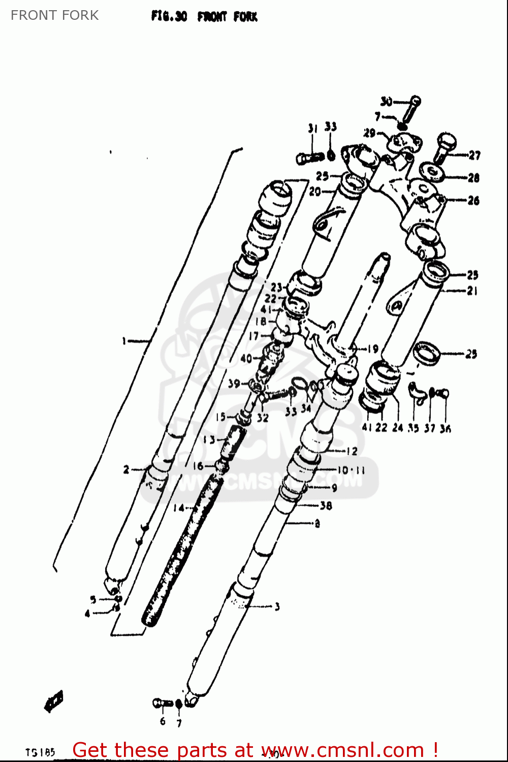 FRONT FORK TS185 1971 1972 (R) (J) USA (E03)