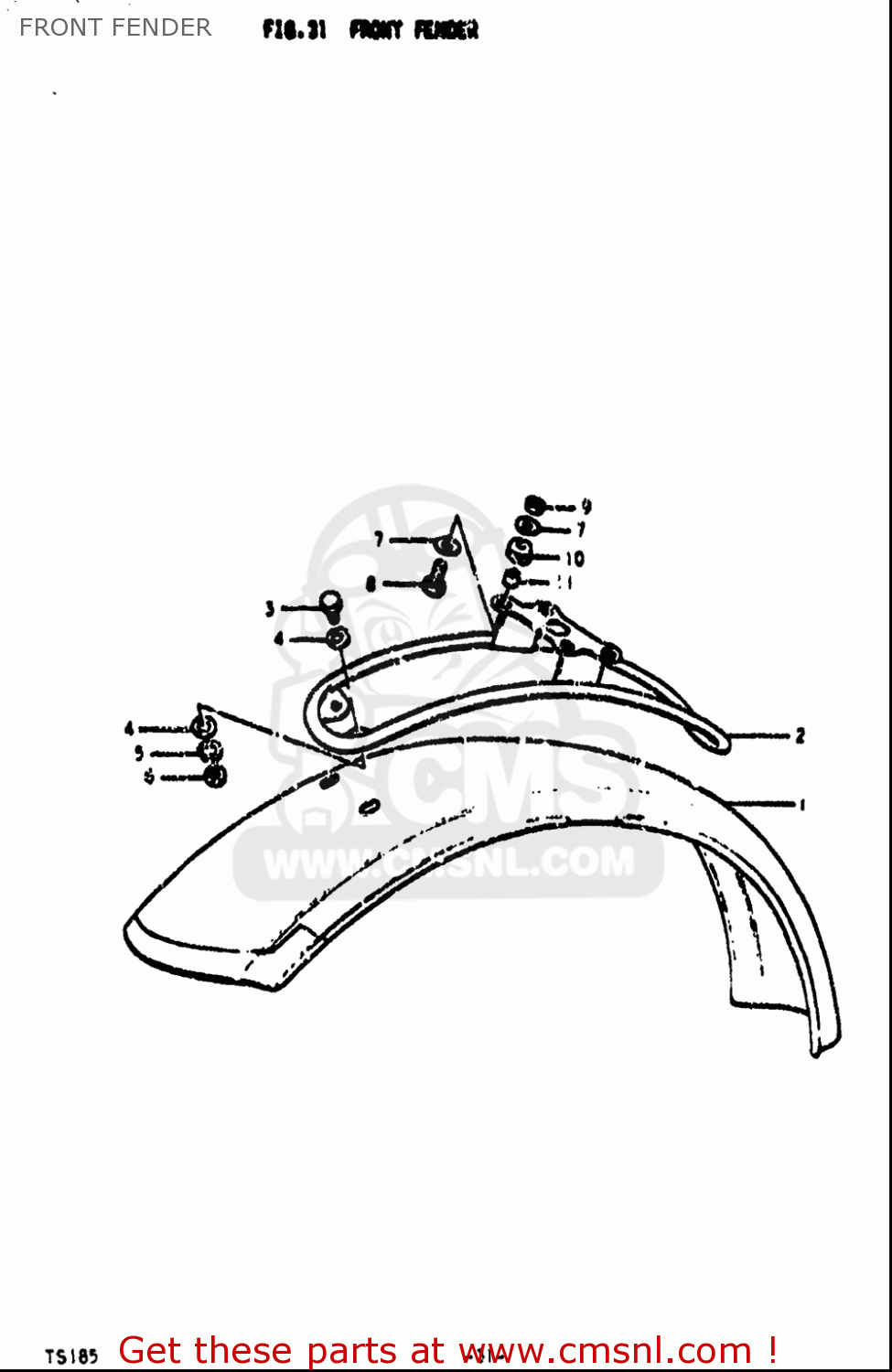 FRONT FENDER TS185 1971 1972 (R) (J) USA (E03)