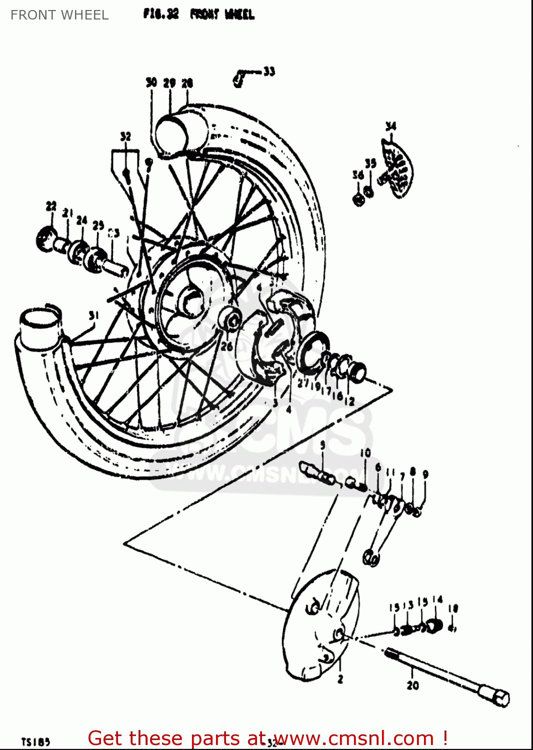 FRONT WHEEL TS185 1971 1972 (R) (J) USA (E03)