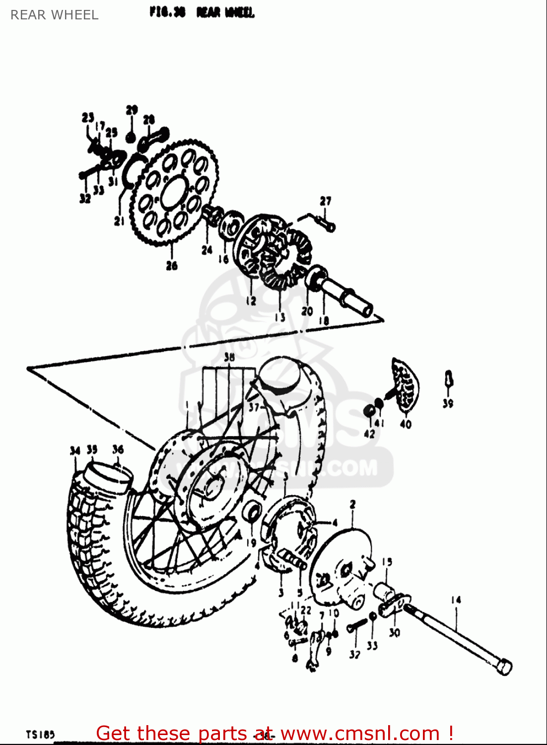 REAR WHEEL TS185 1971 1972 (R) (J) USA (E03)