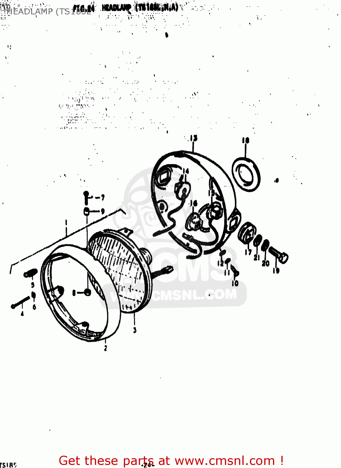 HEADLAMP (TS185L TS185 1973 (K) USA (E03)