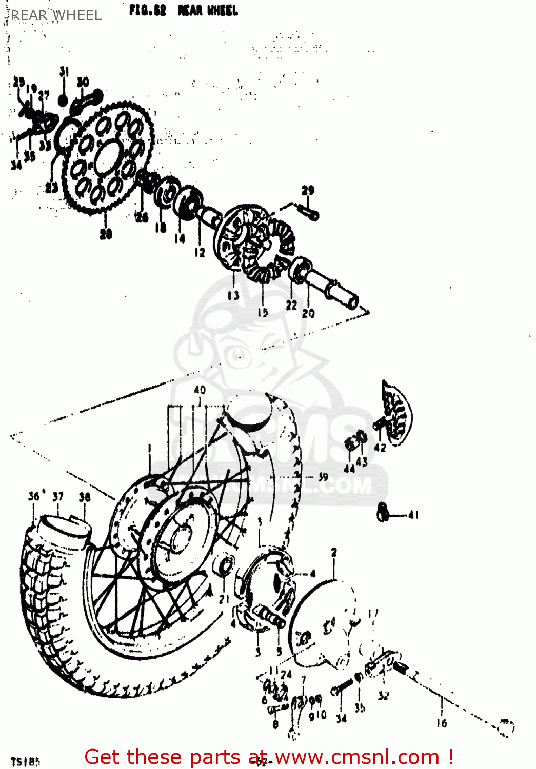 REAR WHEEL TS185 1973 (K) USA (E03)