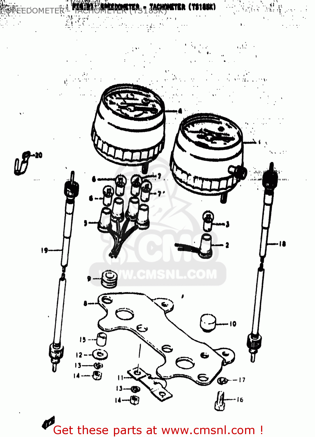 SPEEDOMETER - TACHOMETER (TS185K) TS185 1973 (K) USA (E03)