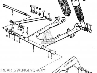 REAR SWINGING ARM - TS185 1973 (K) USA (E03)