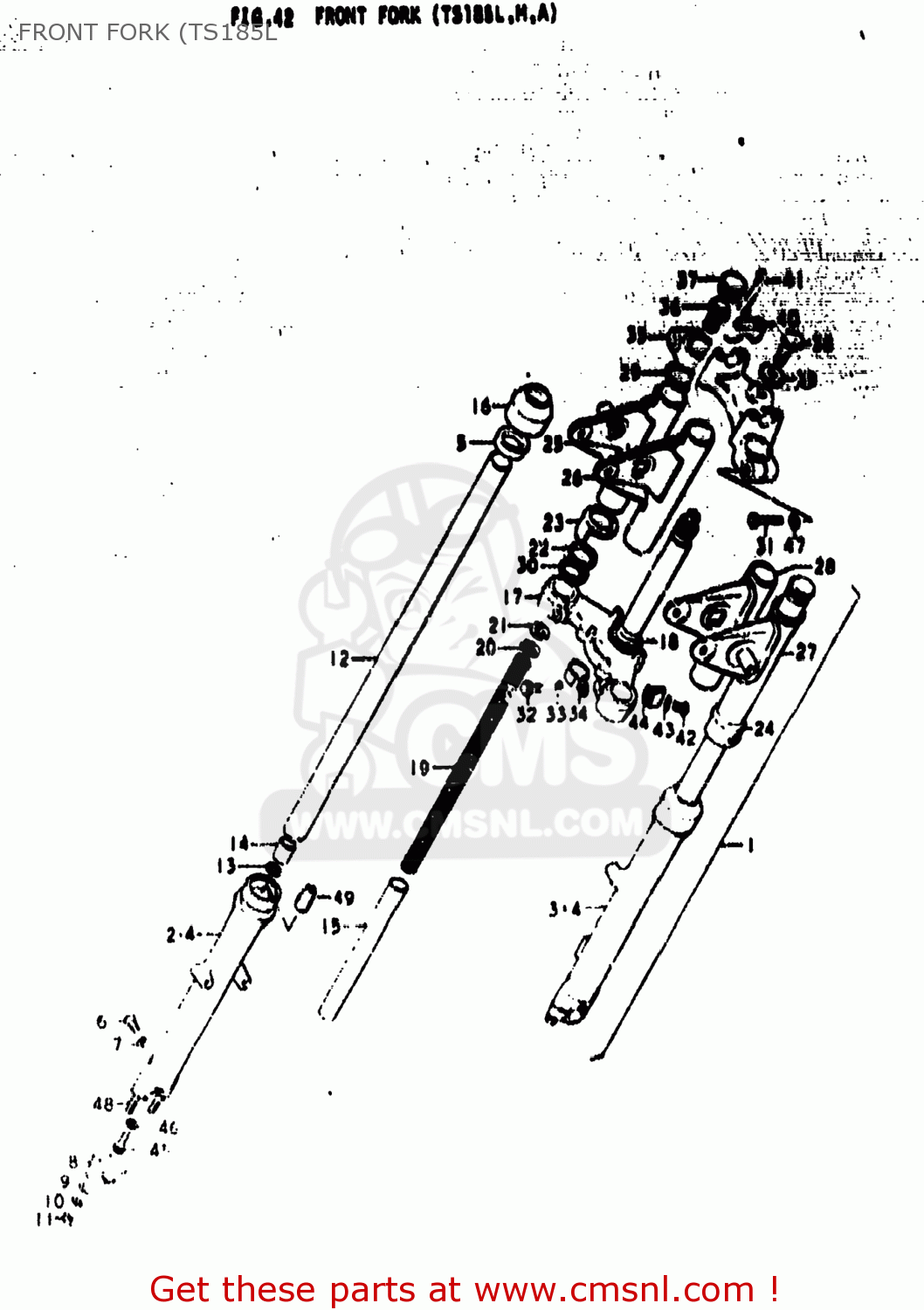 FRONT FORK (TS185L TS185 1974 (L) USA (E03)