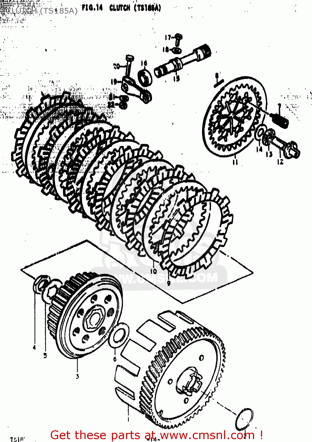 Suzuki TS185 1975 (M) USA (E03) CLUTCH (TS185A) - buy original CLUTCH ...