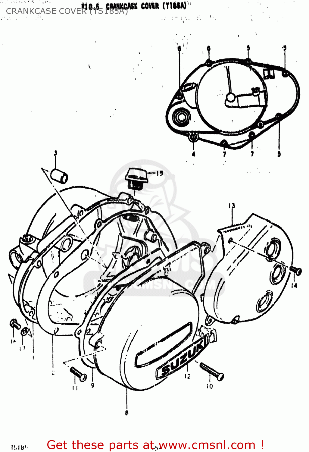 CRANKCASE COVER (TS185A) TS185 1975 (M) USA (E03)