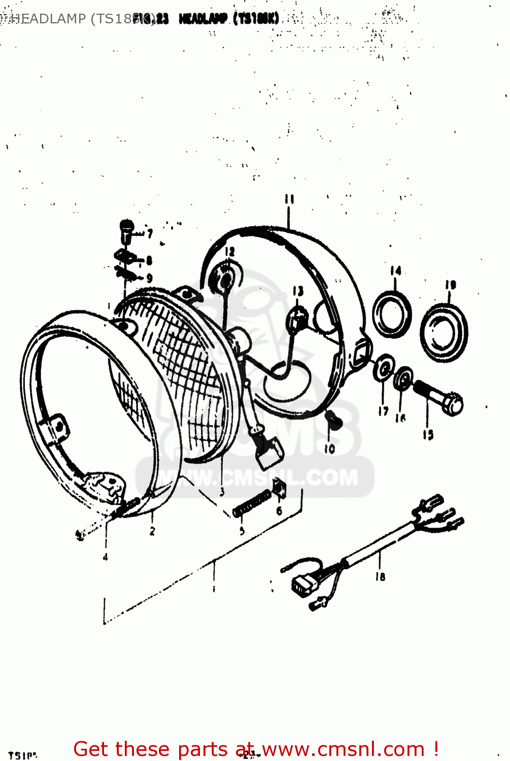 HEADLAMP (TS185K) TS185 1975 (M) USA (E03)