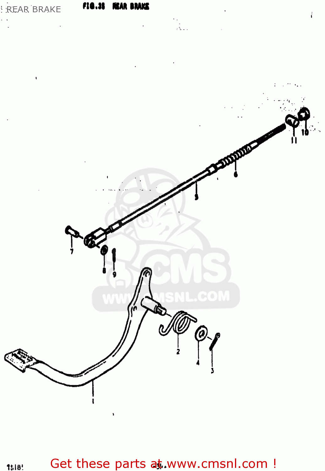 REAR BRAKE TS185 1975 (M) USA (E03)