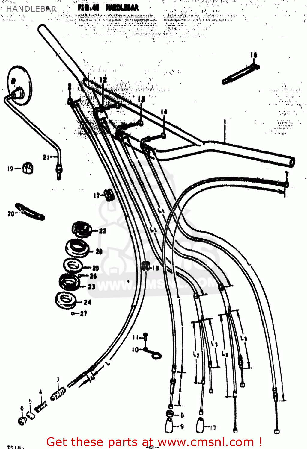 HANDLEBAR TS185 1976 (A) USA (E03)