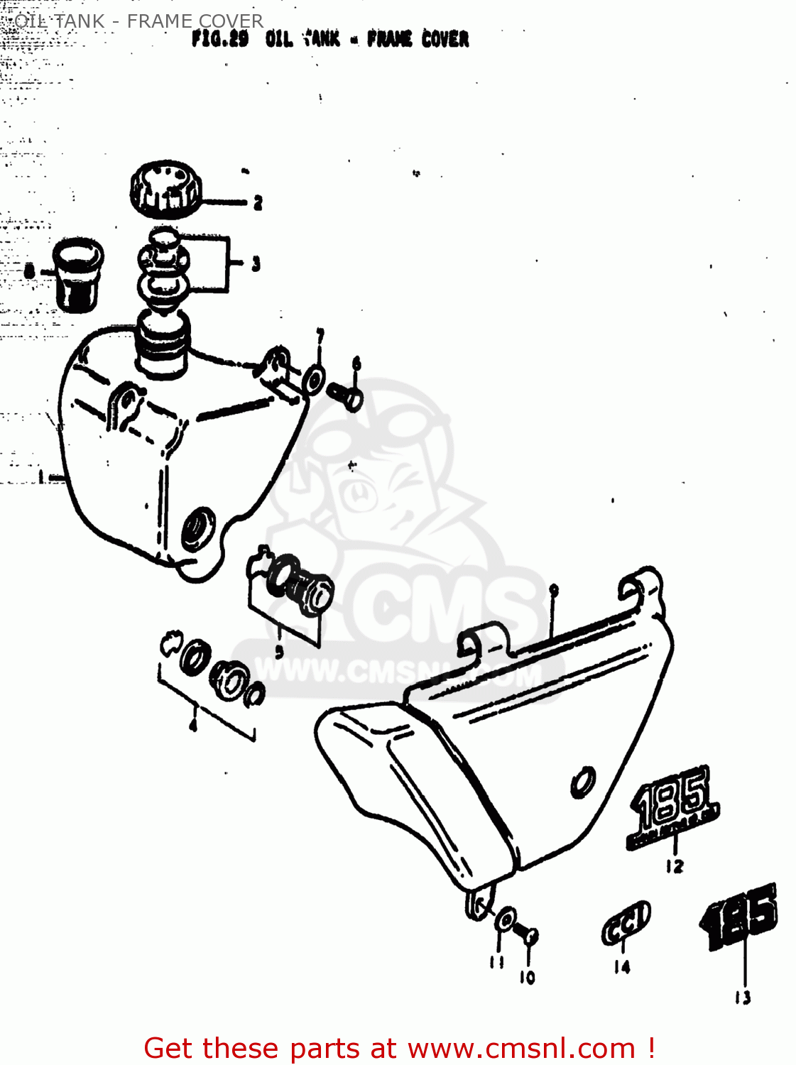 OIL TANK - FRAME COVER TS185 1977 (B) USA (E03)