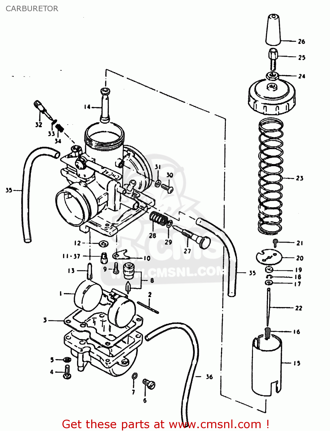 Suzuki Ts185 1979 (ern) Carburetor - schematic partsfiche