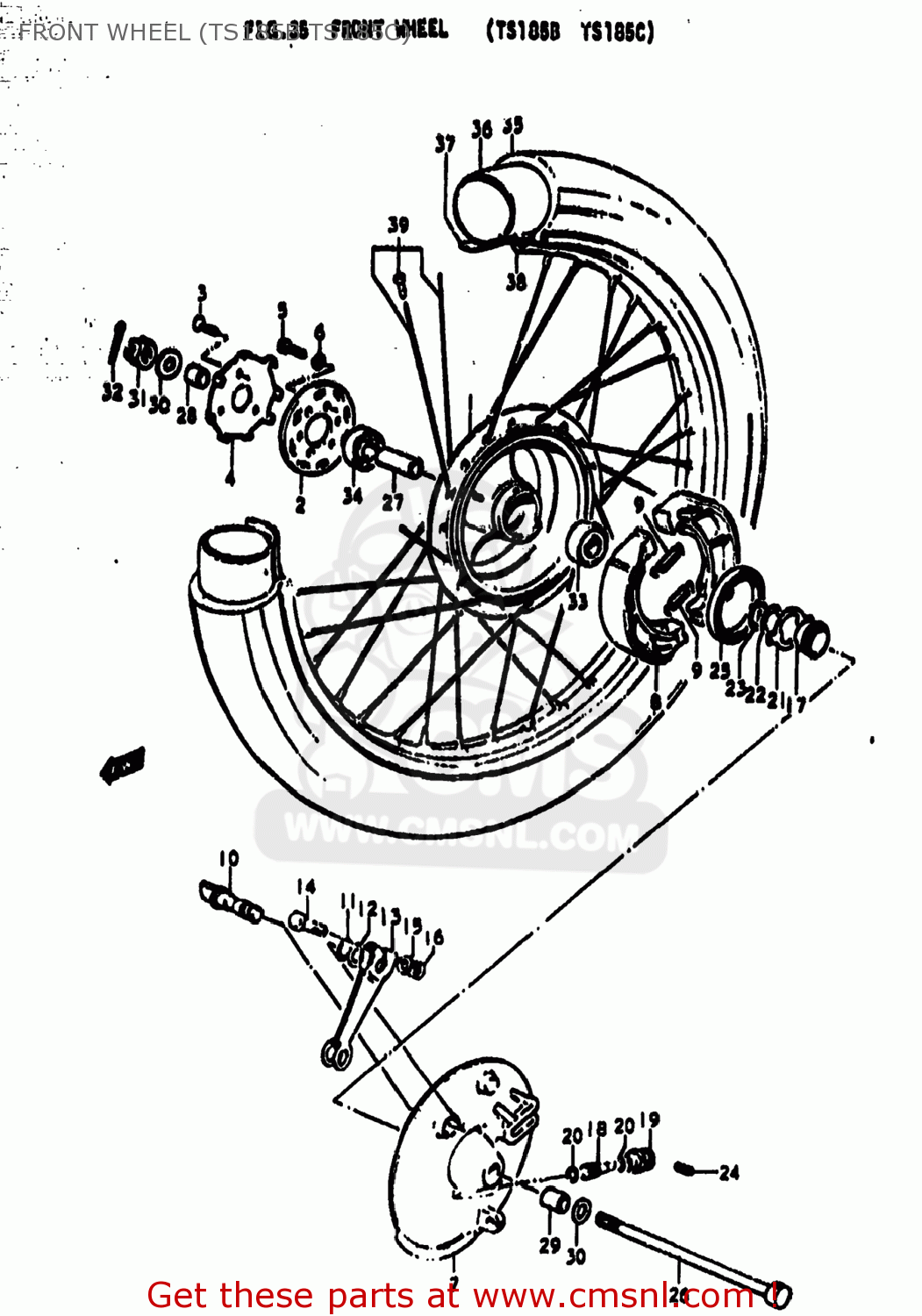 FRONT WHEEL (TS185B TS185C) TS185 1979 (N) USA (E03)