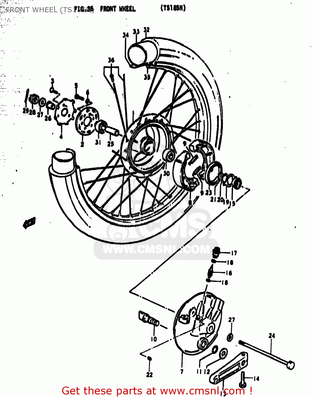 FRONT WHEEL (TS185N) TS185 1979 (N) USA (E03)
