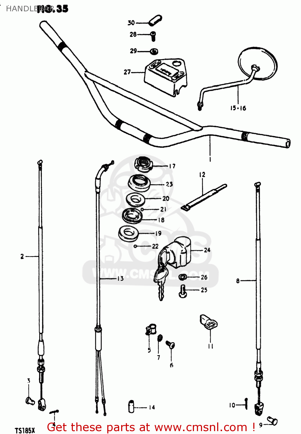 HANDLEBAR TS185 1980 (T) USA (E03)