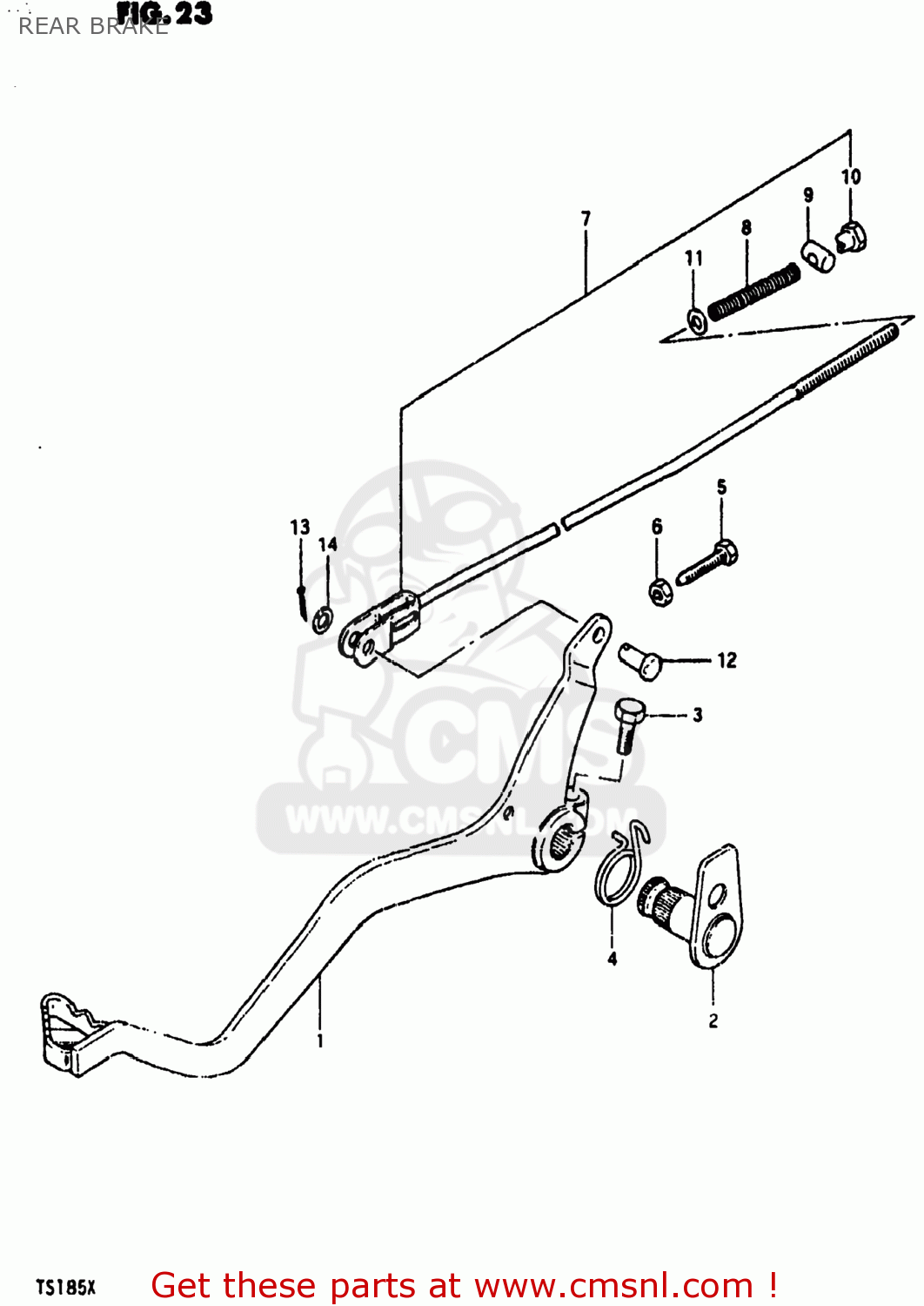 REAR BRAKE TS185 1980 (T) USA (E03)