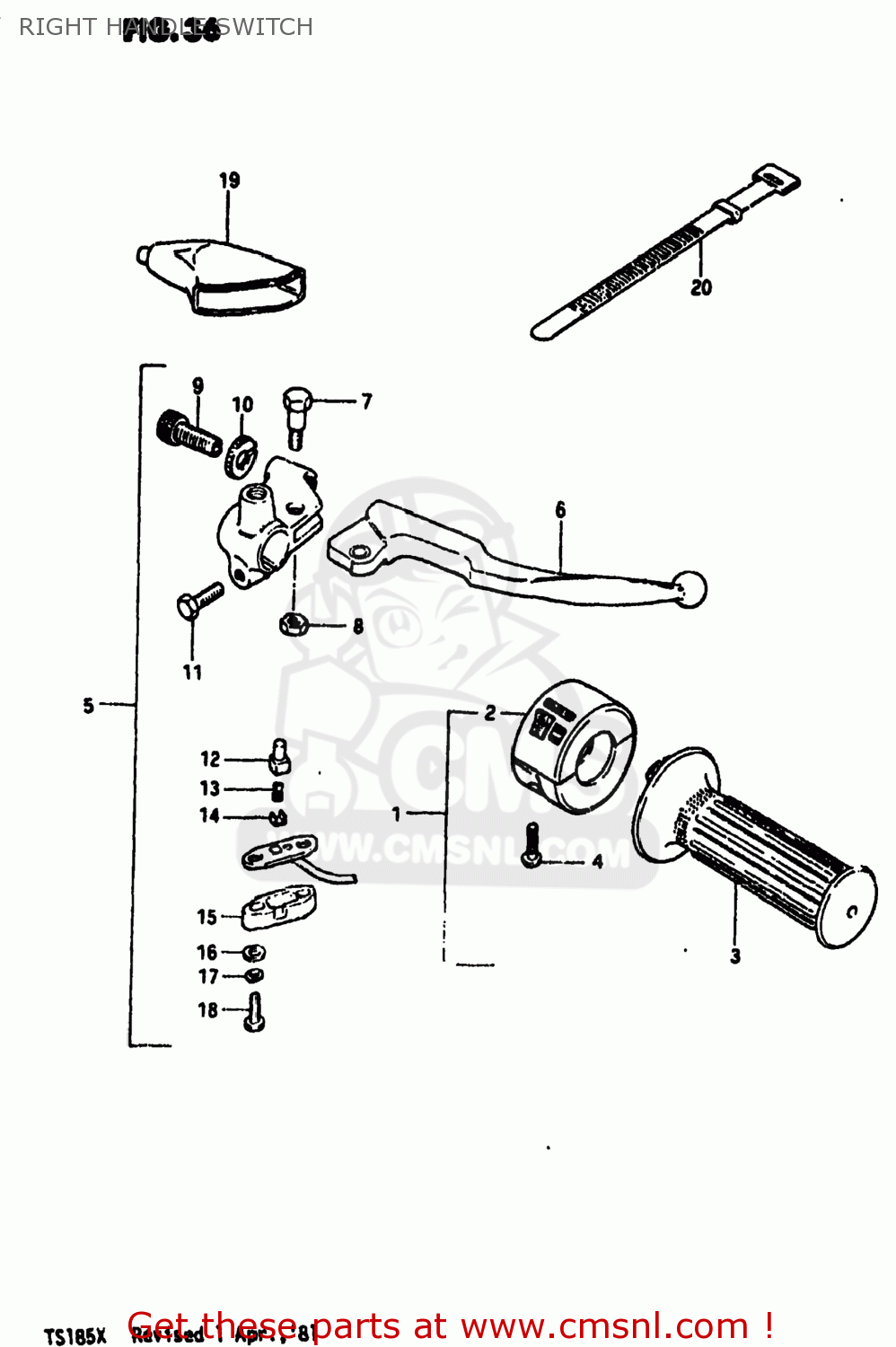 RIGHT HANDLE SWITCH TS185 1980 (T) USA (E03)