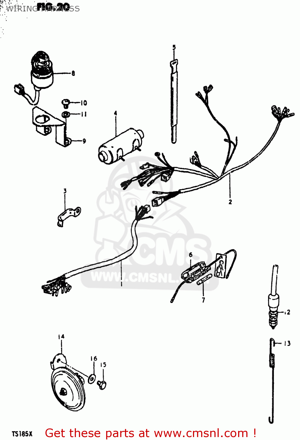 WIRING HARNESS TS185 1980 (T) USA (E03)