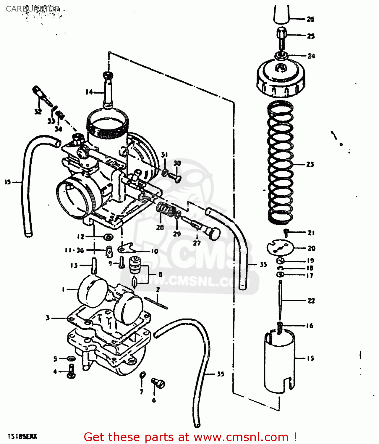 Suzuki Ts185 1981 (erx) Carburetor - schematic partsfiche