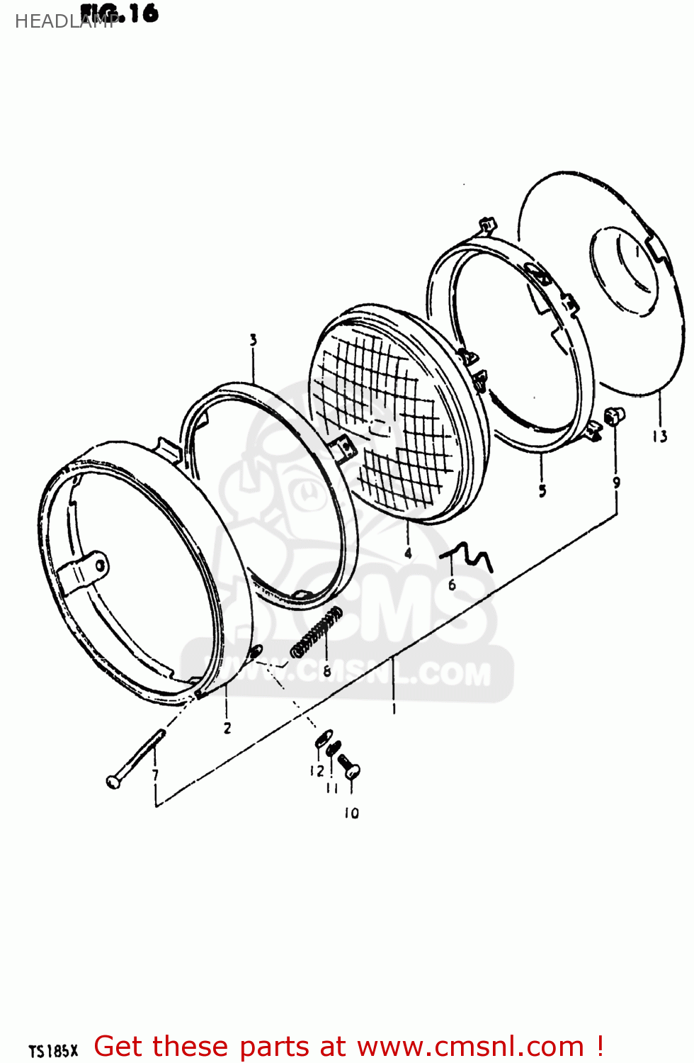 HEADLAMP TS185 1981 (X) USA (E03)
