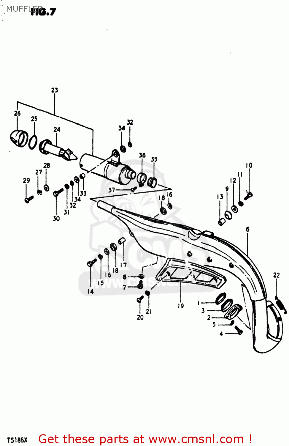 MUFFLER TS185 1981 (X) USA (E03)