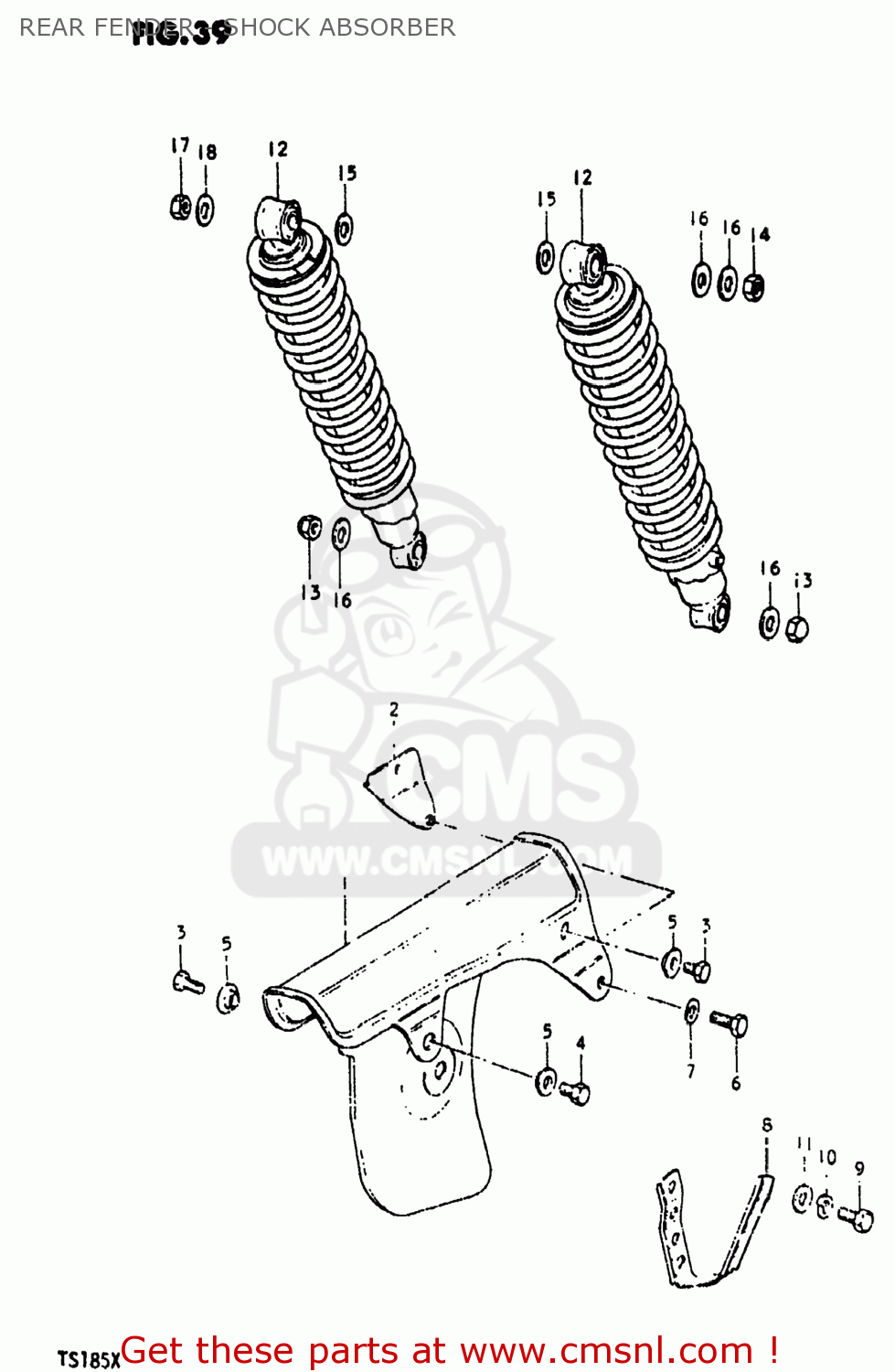 REAR FENDER - SHOCK ABSORBER TS185 1981 (X) USA (E03)