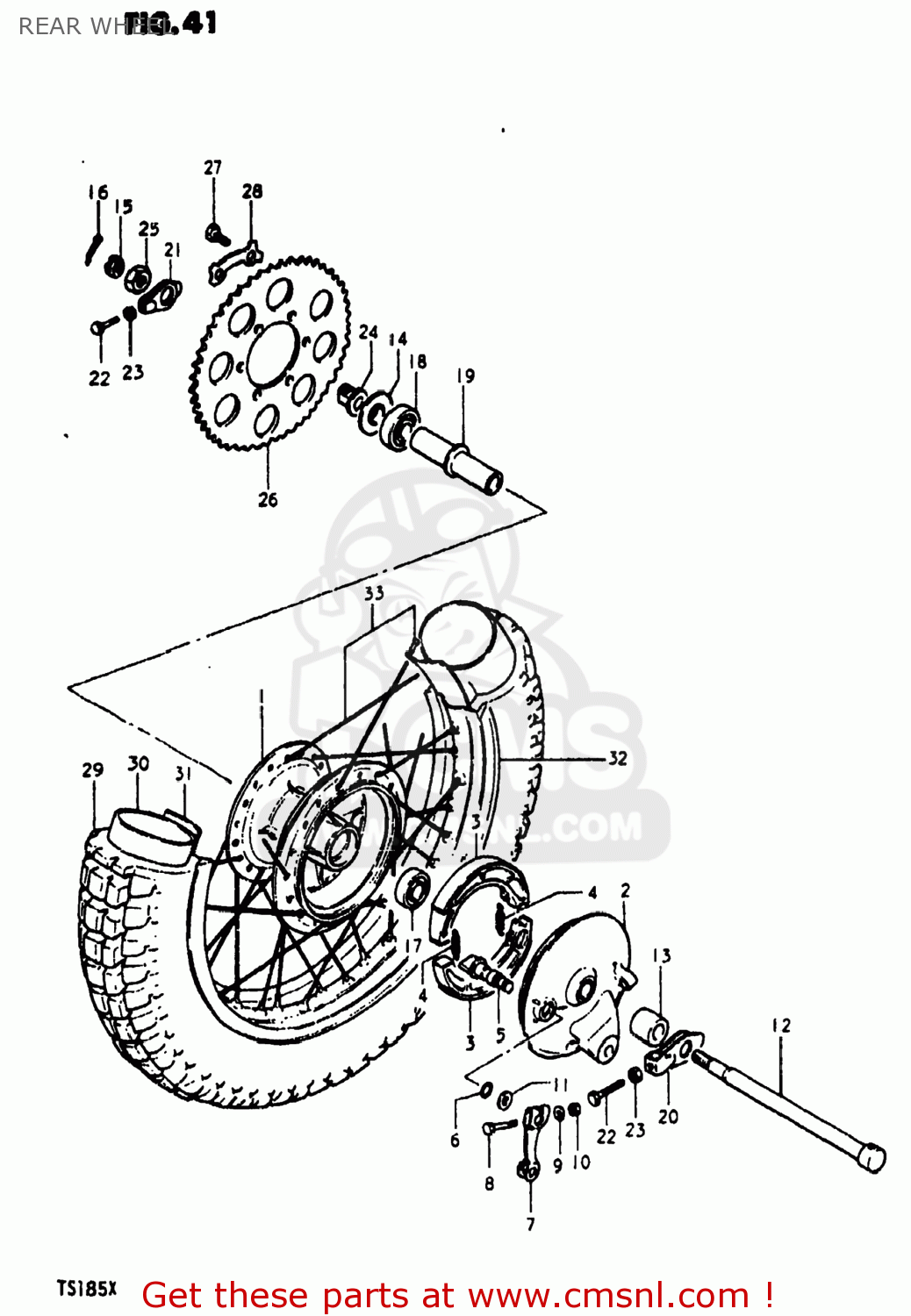 REAR WHEEL TS185 1981 (X) USA (E03)