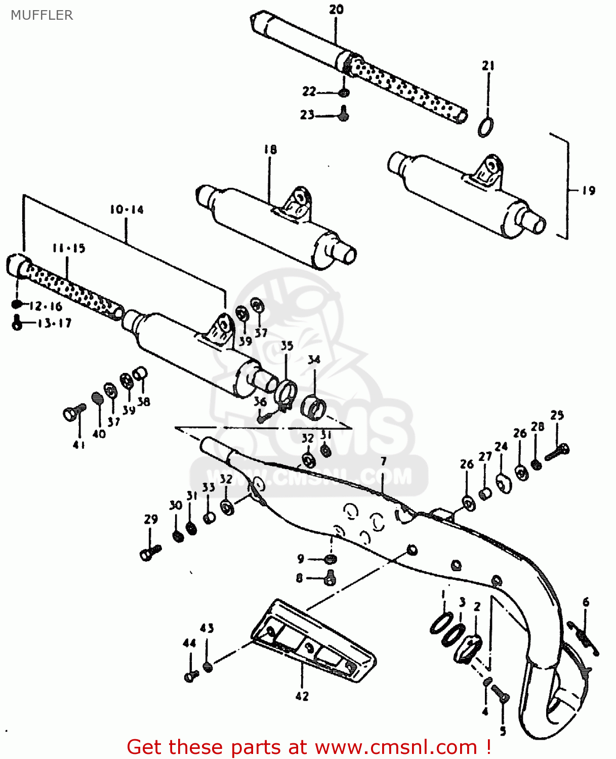 Suzuki TS185ER 1979 (N) (E01 E02 E04 E21 E24) MUFFLER - buy original  MUFFLER spares online