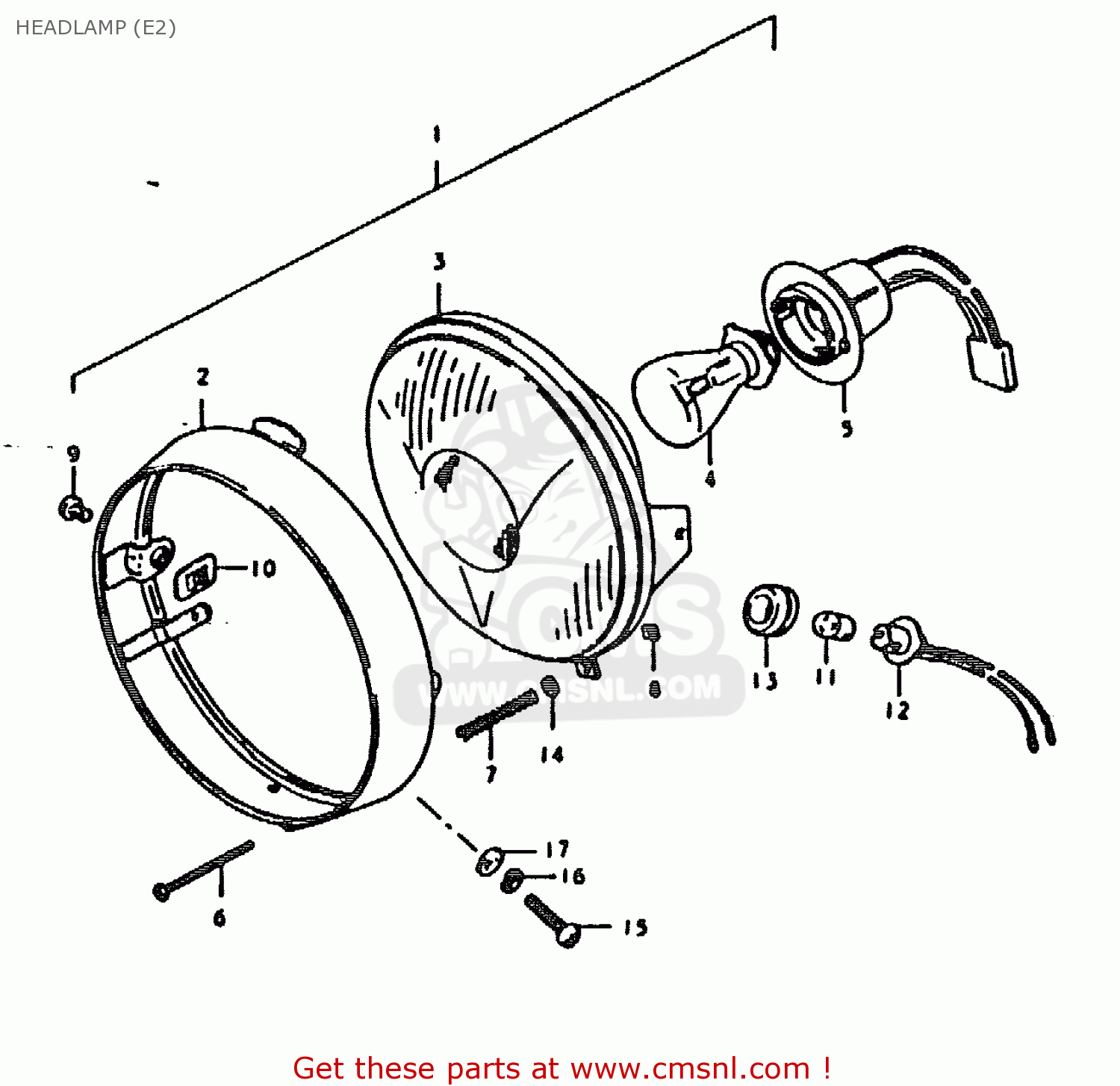 HEADLAMP (E2) TS185ER 1979 (N) (E01 E02 E04 E21 E24)