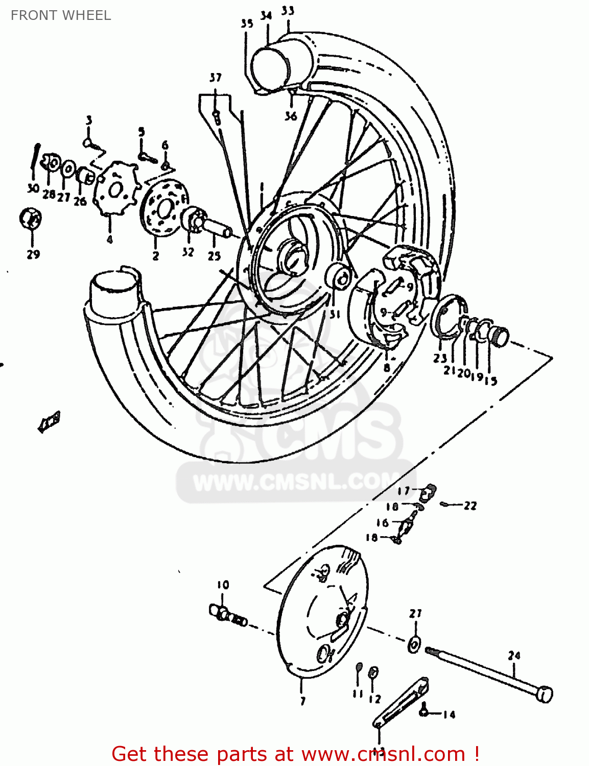 FRONT WHEEL TS185ER 1979 (N) (E01 E02 E04 E21 E24)
