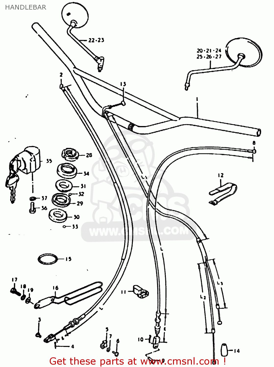 HANDLEBAR TS185ER 1979 (N) (E01 E02 E04 E21 E24)
