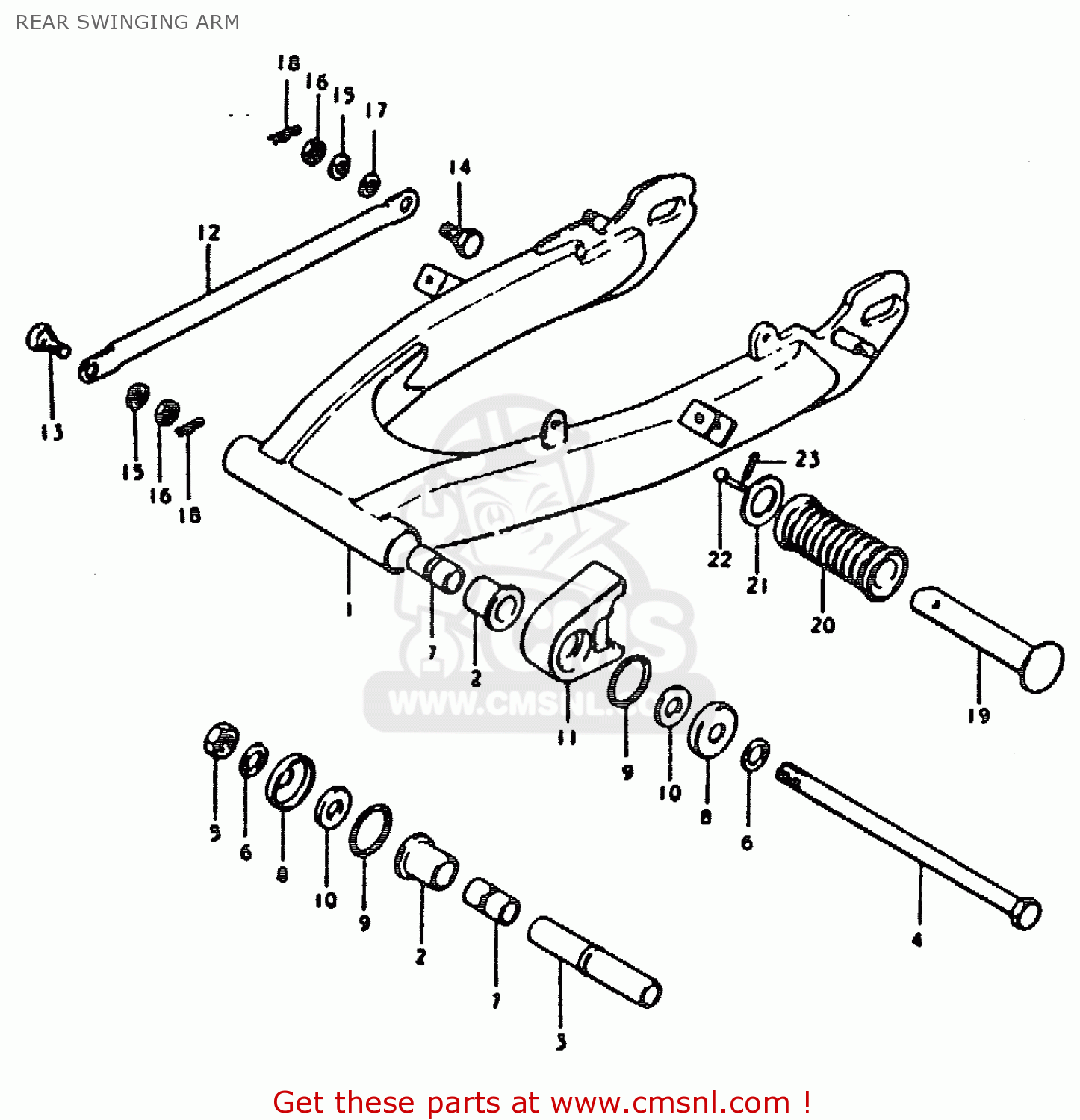 REAR SWINGING ARM TS185ER 1979 (N) (E01 E02 E04 E21 E24)