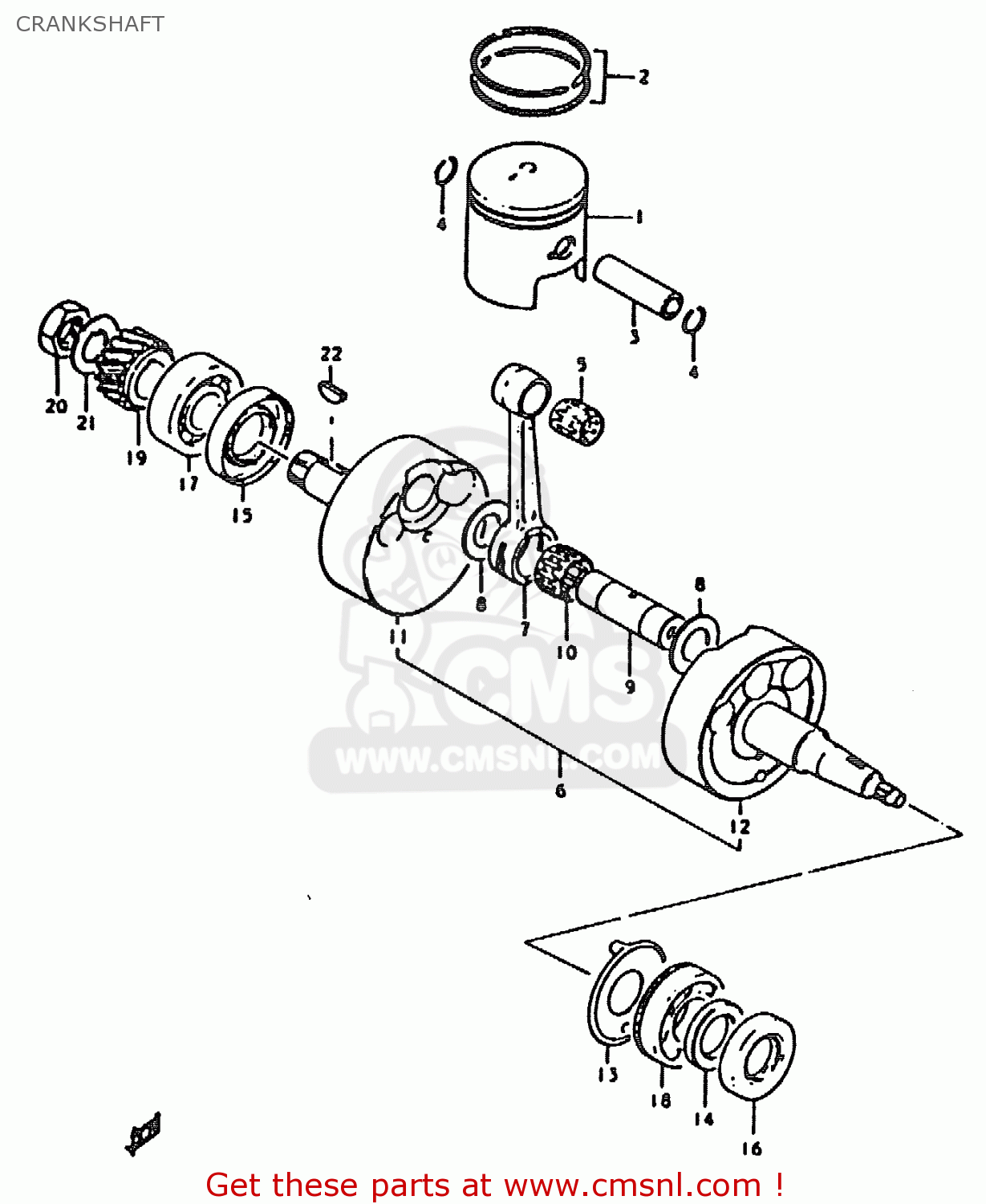 CRANKSHAFT TS185ER 1979 (N) (E01 E02 E04 E21 E24)