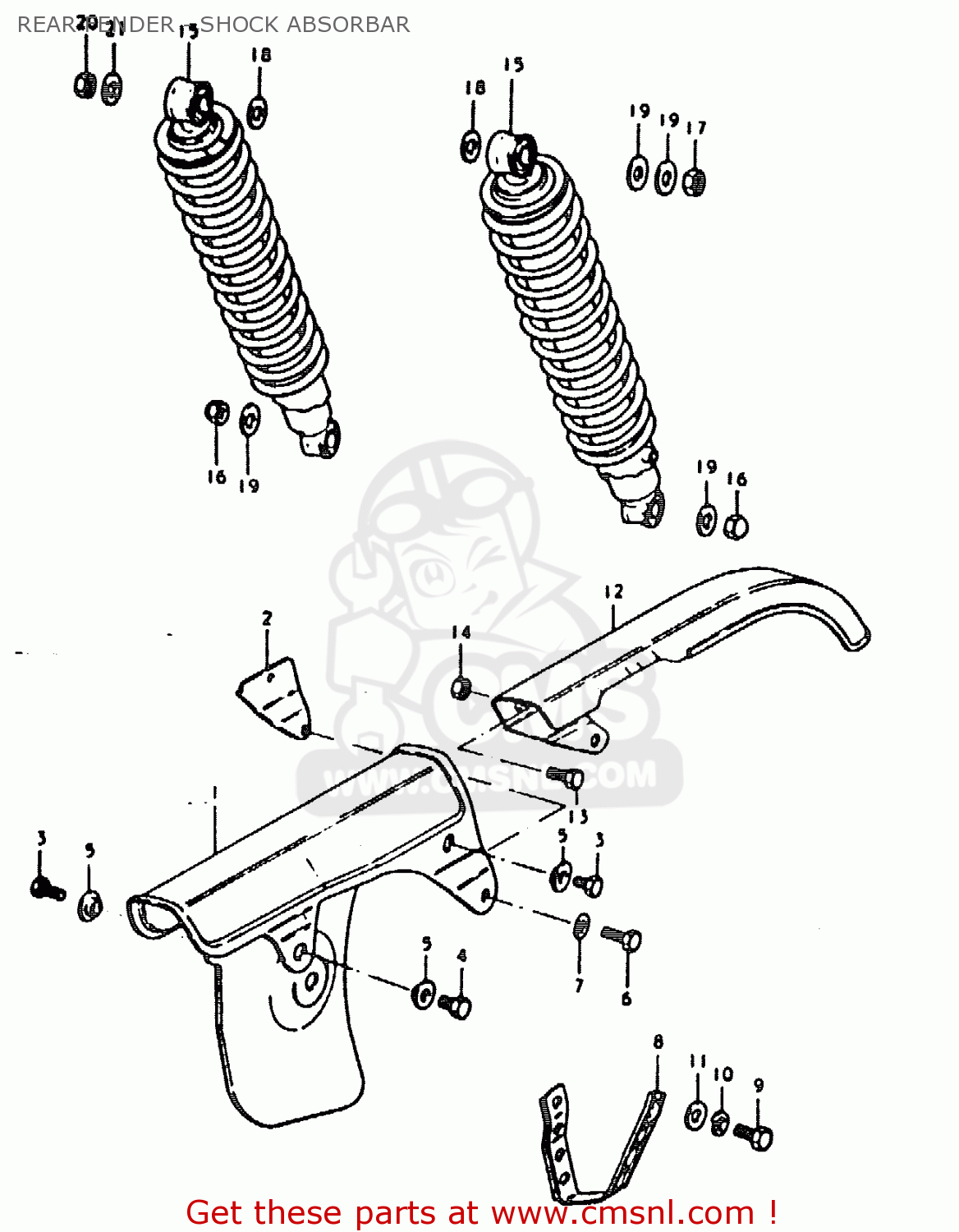REAR FENDER - SHOCK ABSORBAR TS185ER 1979 (N) (E01 E02 E04 E21 E24)