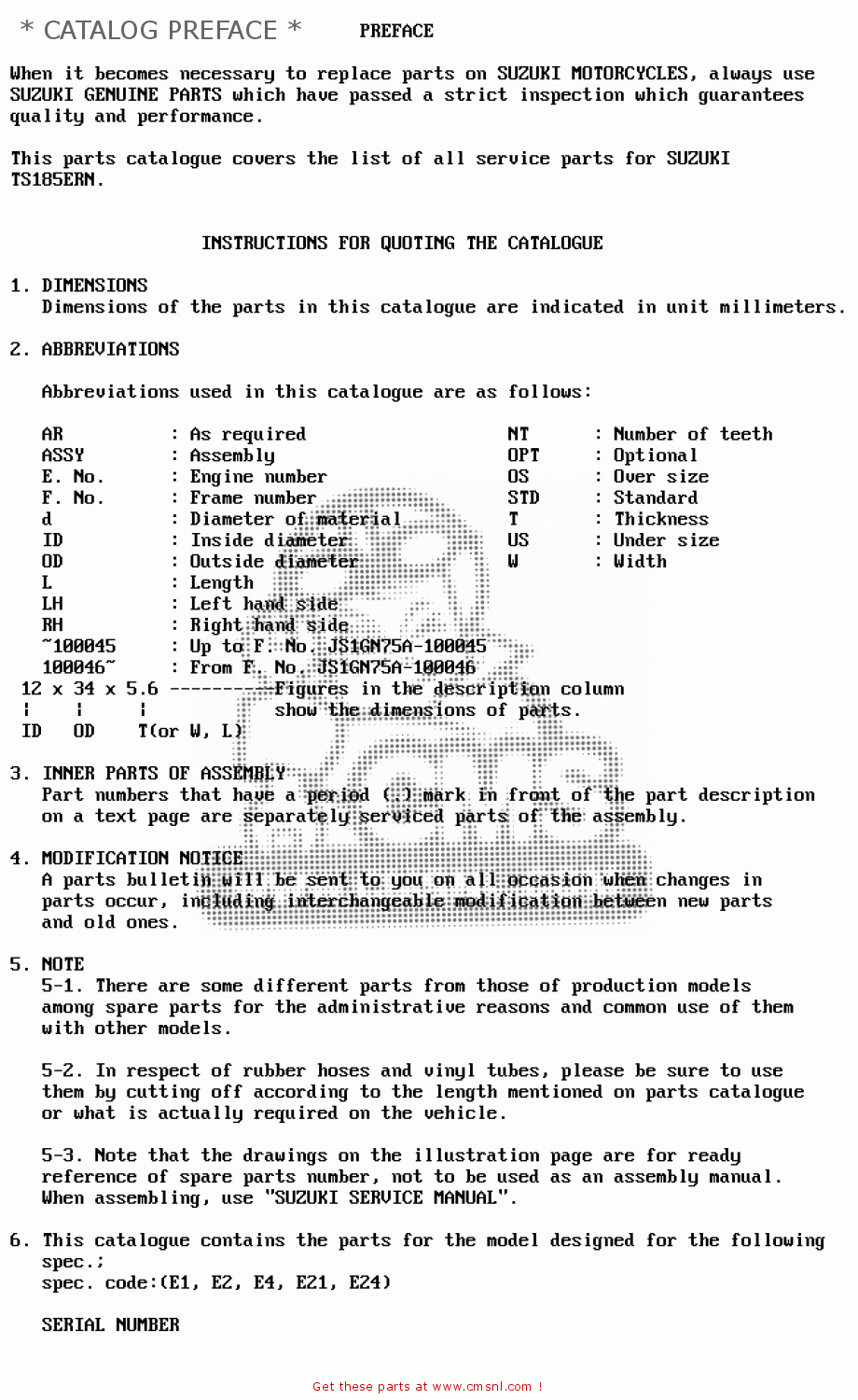 * CATALOG PREFACE * TS185ER 1979 (N) (E01 E02 E04 E21 E24)