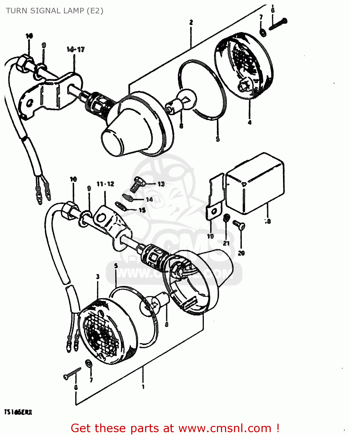 TURN SIGNAL LAMP (E2) TS185ER 1980 (T) (01 02 04 09 15 E17 E18 E21 E22 E24 E25 E26 E30