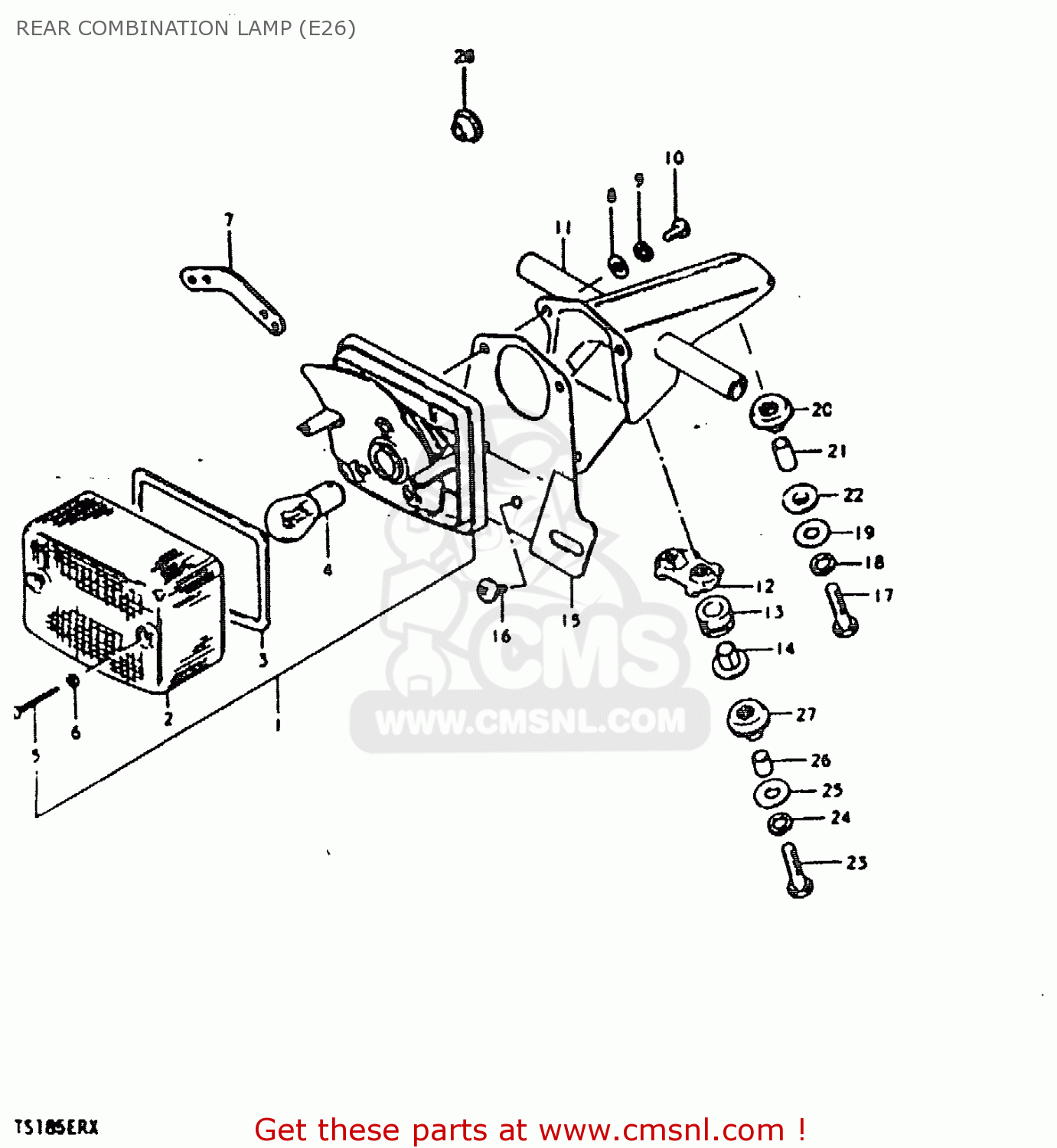 REAR COMBINATION LAMP (E26) TS185ER 1980 (T) (01 02 04 09 15 E17 E18 E21 E22 E24 E25 E26 E30