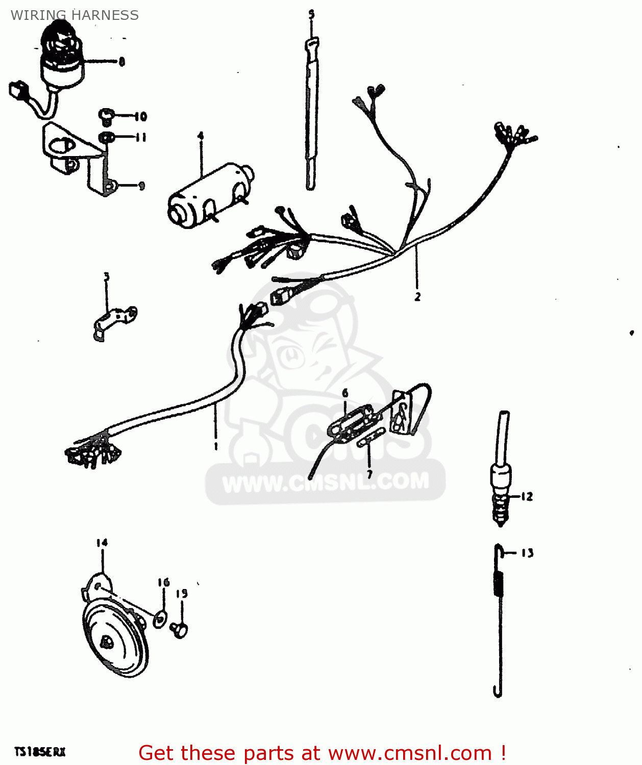 WIRING HARNESS TS185ER 1980 (T) (01 02 04 09 15 E17 E18 E21 E22 E24 E25 E26 E30