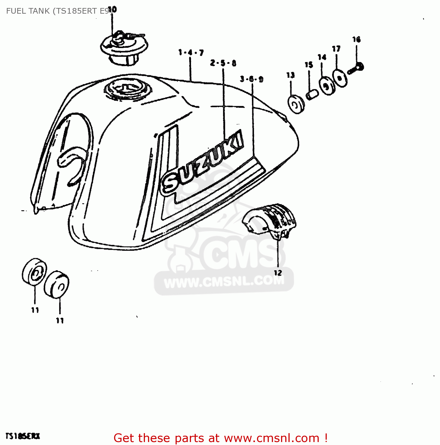 FUEL TANK (TS185ERT E9) TS185ER 1980 (T) (01 02 04 09 15 E17 E18 E21 E22 E24 E25 E26 E30